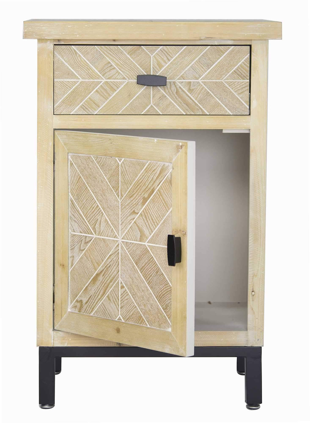 Antique White Wood Glass Accent Cabinet A884