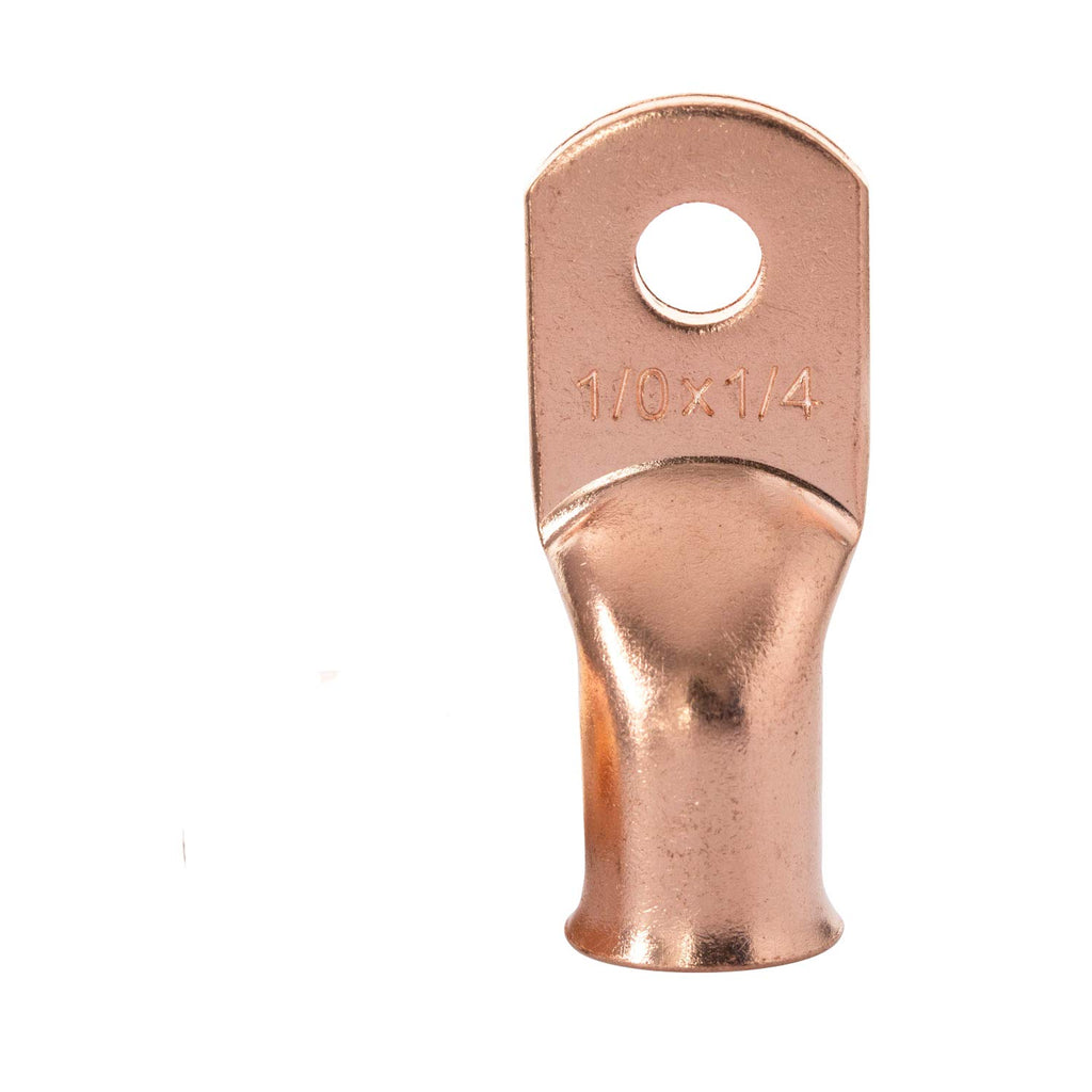 12PCS 1/0x3/8 Copper Ring Terminal Connectors 1/0 AWG Heavy Duty Battery Cable Ends Bare Copper Lugs with 12 PCS 3:1 Heat Shrink Tubing T692807