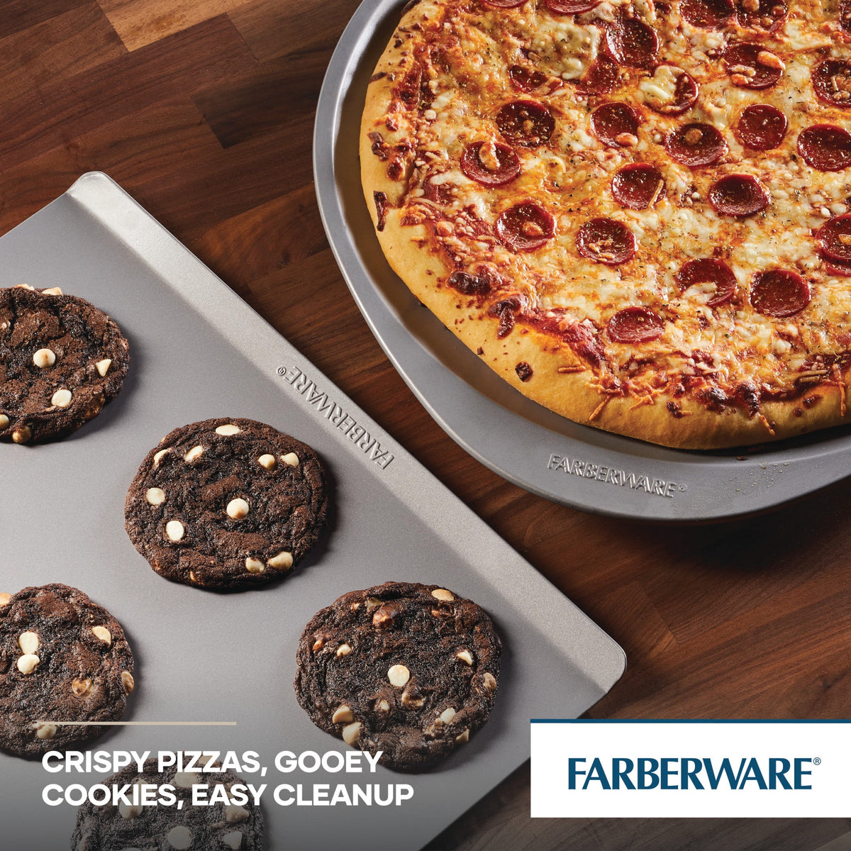 Nonstick Baking Sheet and Pizza Crisper Pan Set, 2-Piece, Gray E1519