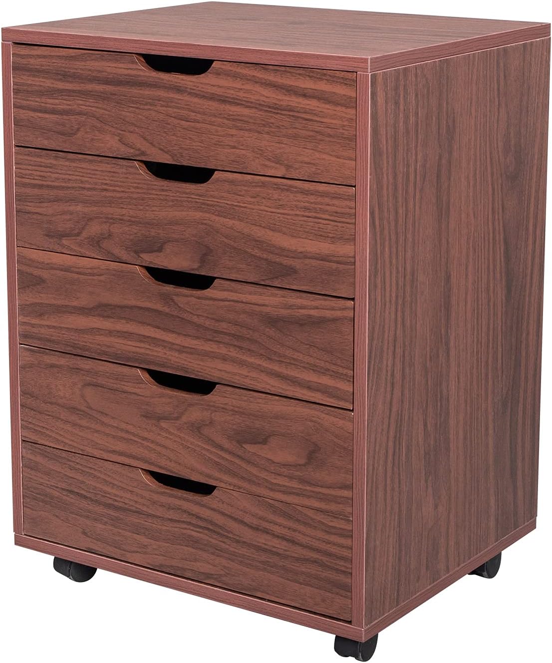 6 Drawers Mobile Wooden Filing Cabinet with Lockable Casters, White W56075