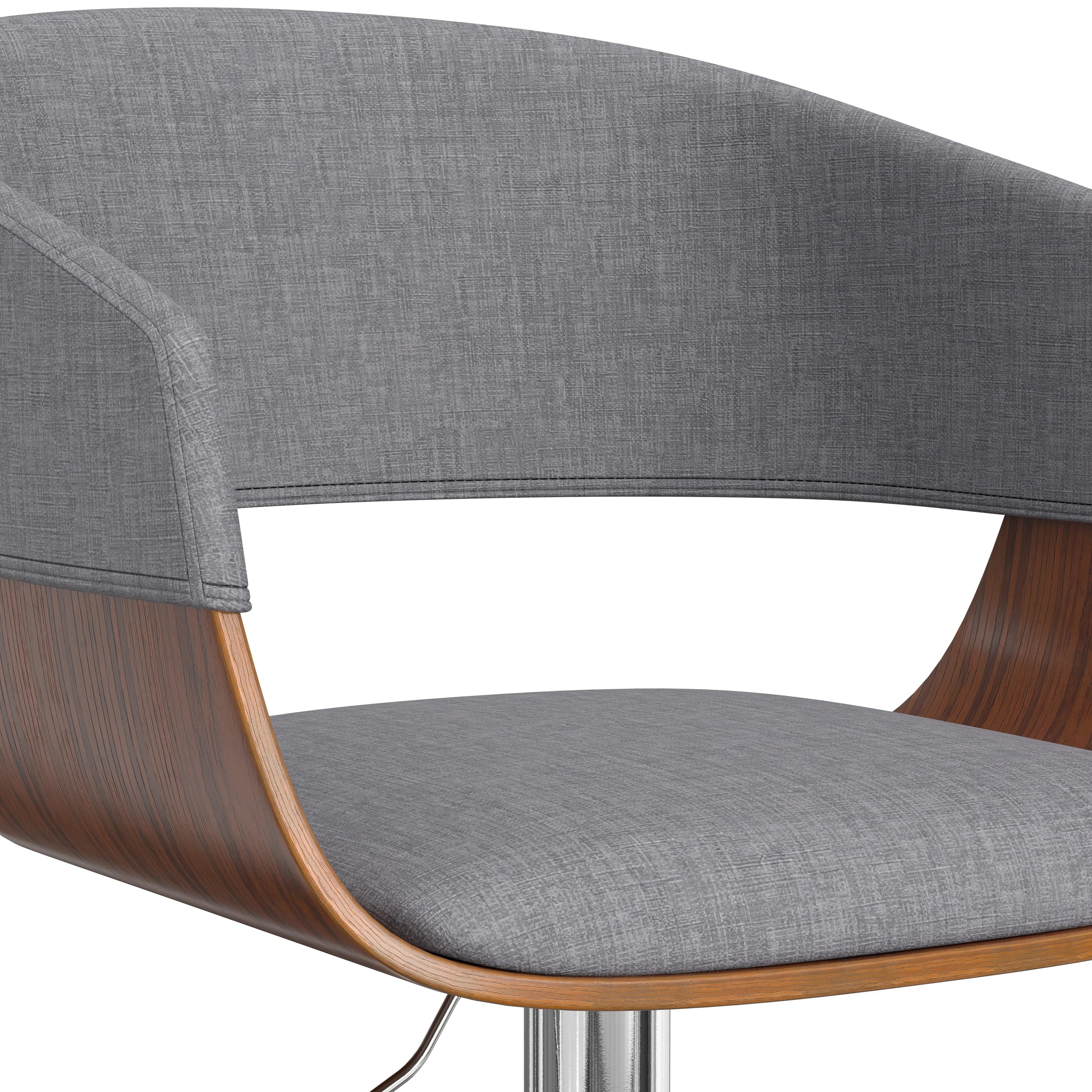 Light Grey Linen Look Adjustable Swivel Bar Stool I4146