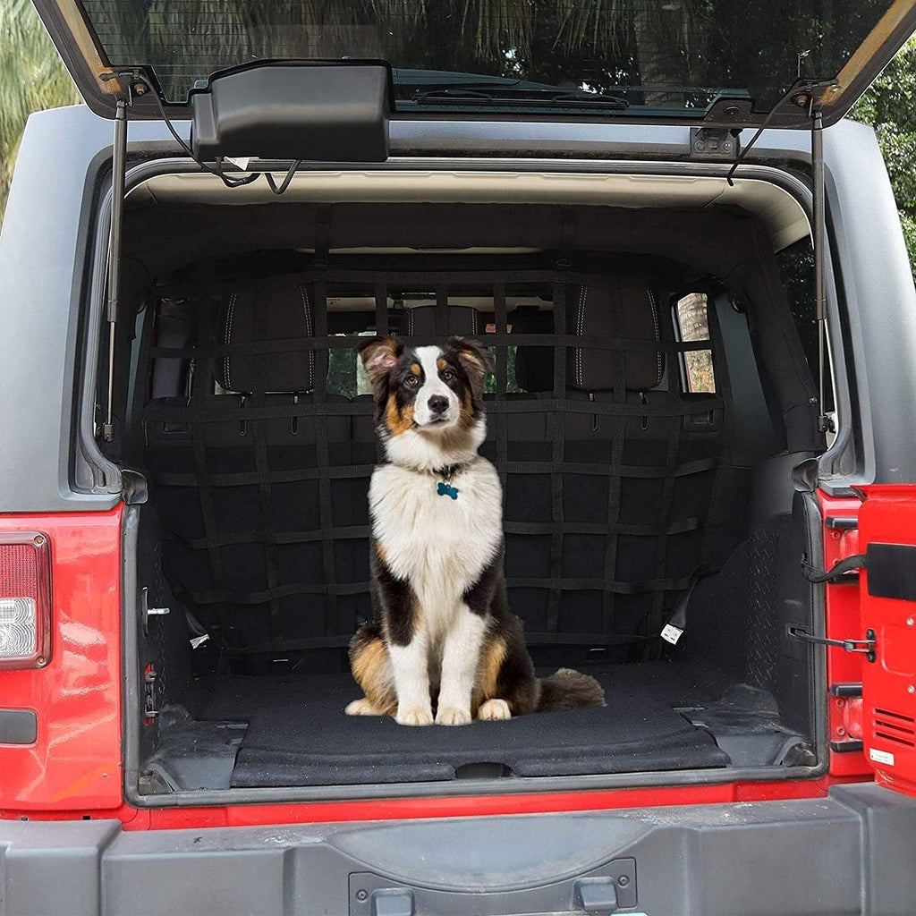 Car Rear Trunk Organizer Isolation Cargo Net, Mesh Dog Barrier Divider Net for Jeep Wrangler JKU & JLU 4 Door 2007-2021 Pack of 2 K81211