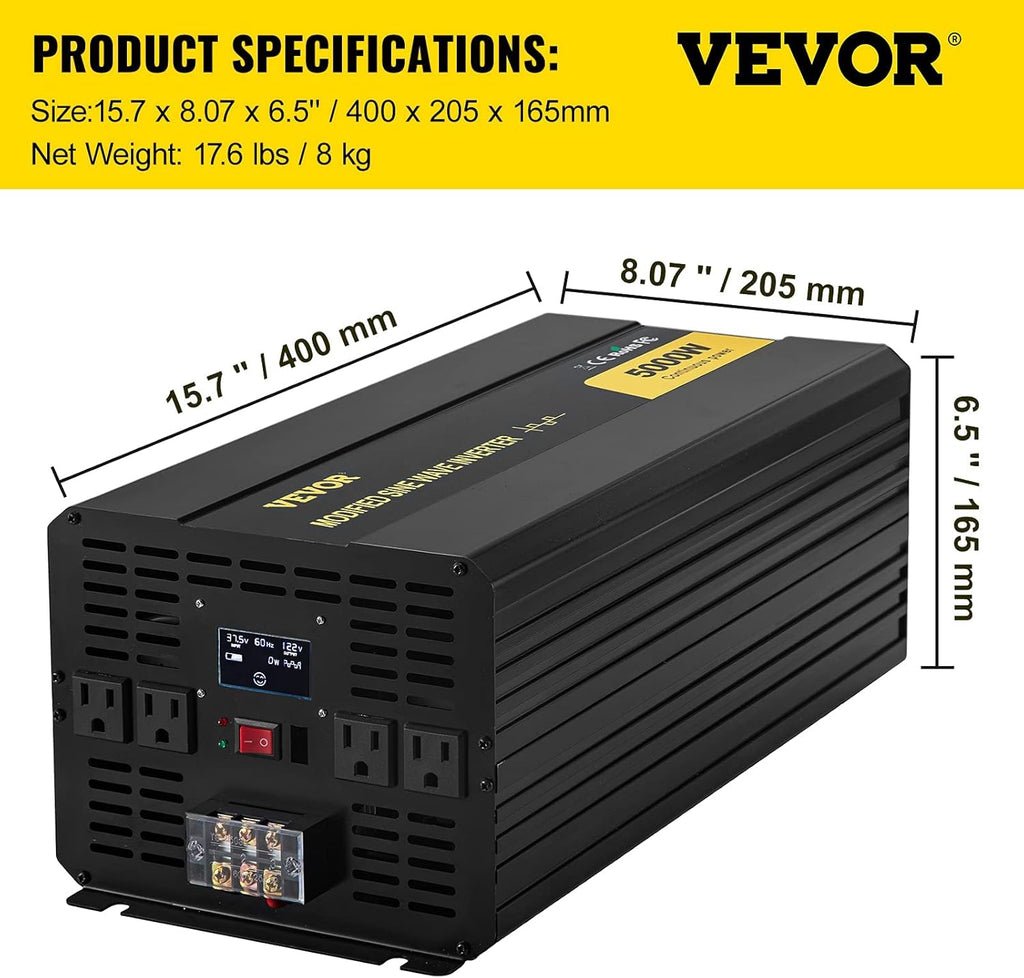 5000W Modified Sine Wave Power Inverter with LCD Display F871431