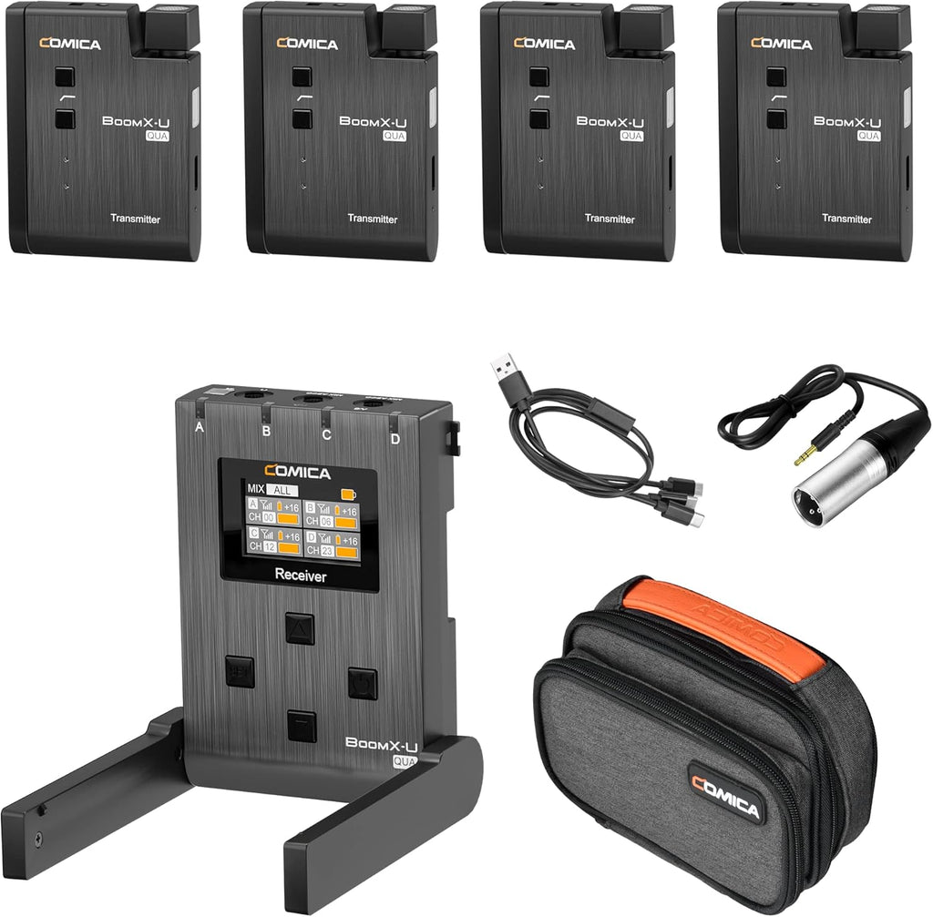 24-Channel UHF Wireless Lavalier Microphone with 4 Transmitters and 1 Receiver M8498