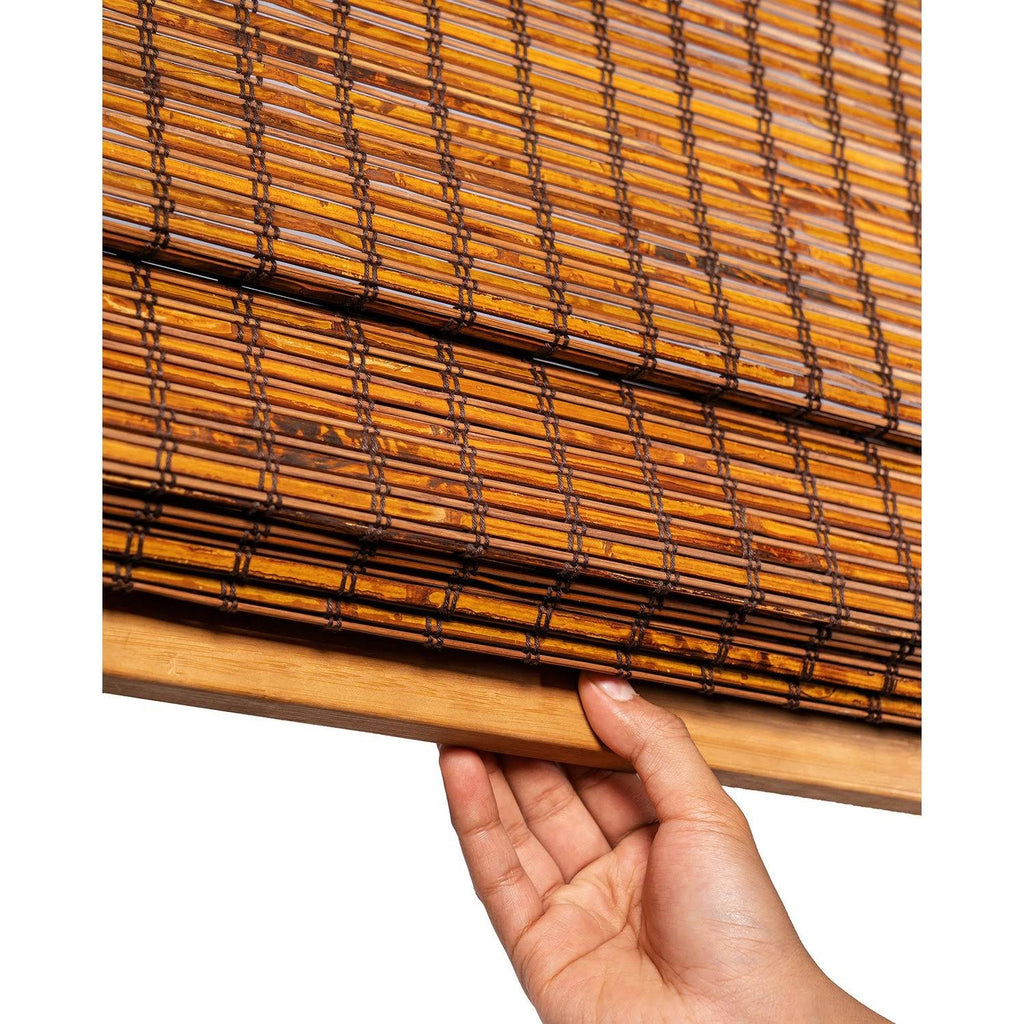Cordless Bamboo Roman Shades, 29 inch x 64 inch, Brown T90131