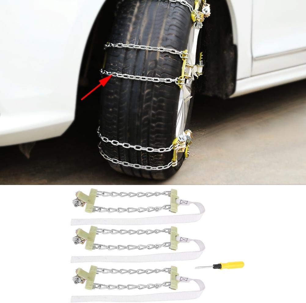 3pcs Steel Tire Anti-Skid Snow Chain for Car Truck SUV Winter (L) Pack of 2 F1018