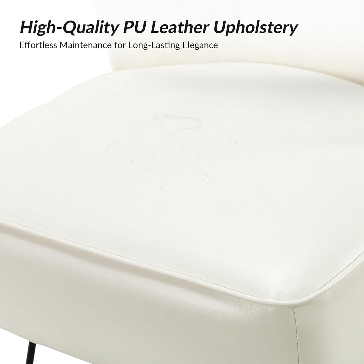 Ivory Faux Leather Accent Chairs Set Of 2 With Metal Base L1154