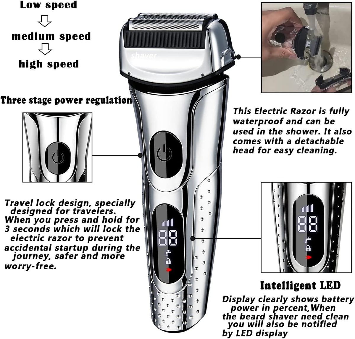 Silver Electric Foil Shaver, Pack of 2 E7815