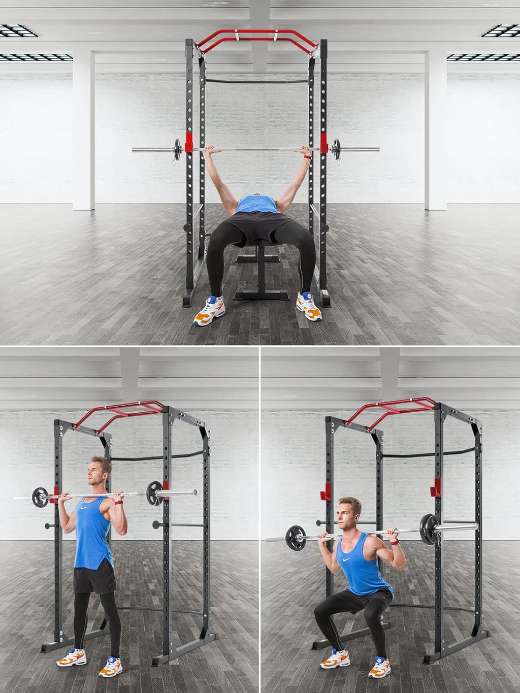 Power Cage Squat Rack with J-Hooks Heavy Duty 1000 lbs Capacity Q549