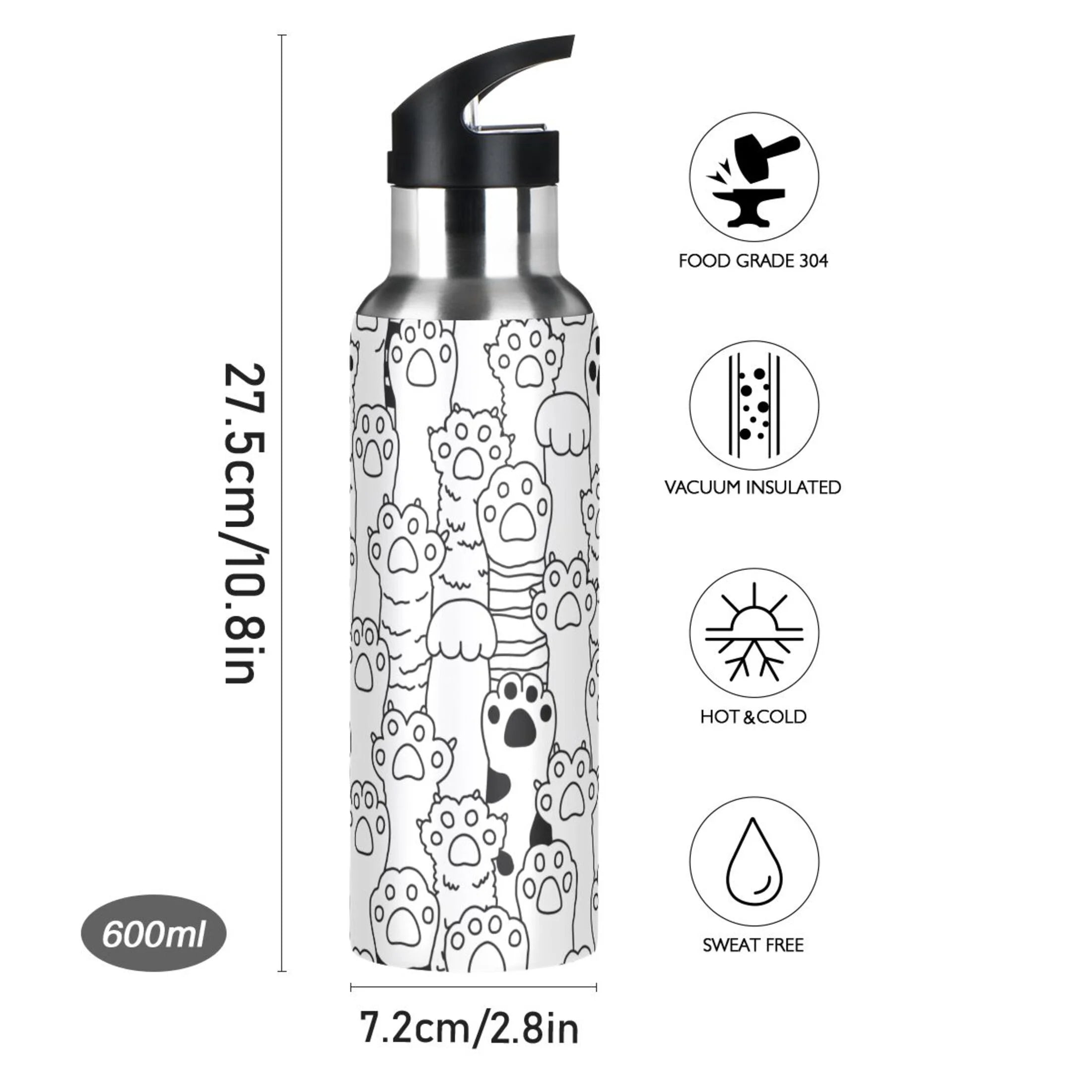 Stainless Steel Insulated Water Bottle with Straw Lid L91970