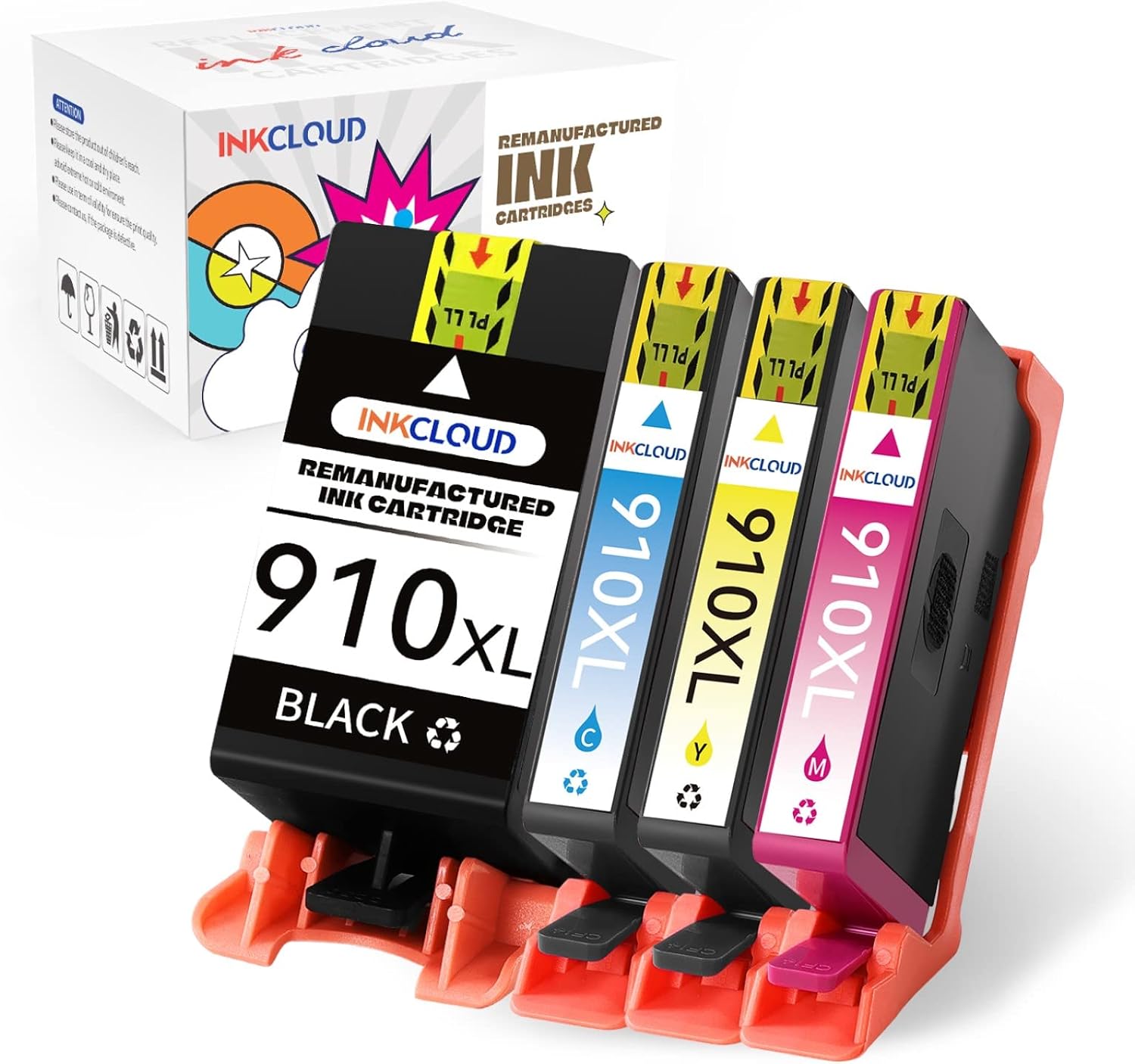 910 XL Ink Cartridge Replacement for HP 910XL OfficeJet Pro Printer (Black, Cyan, Magenta, Yellow) E928