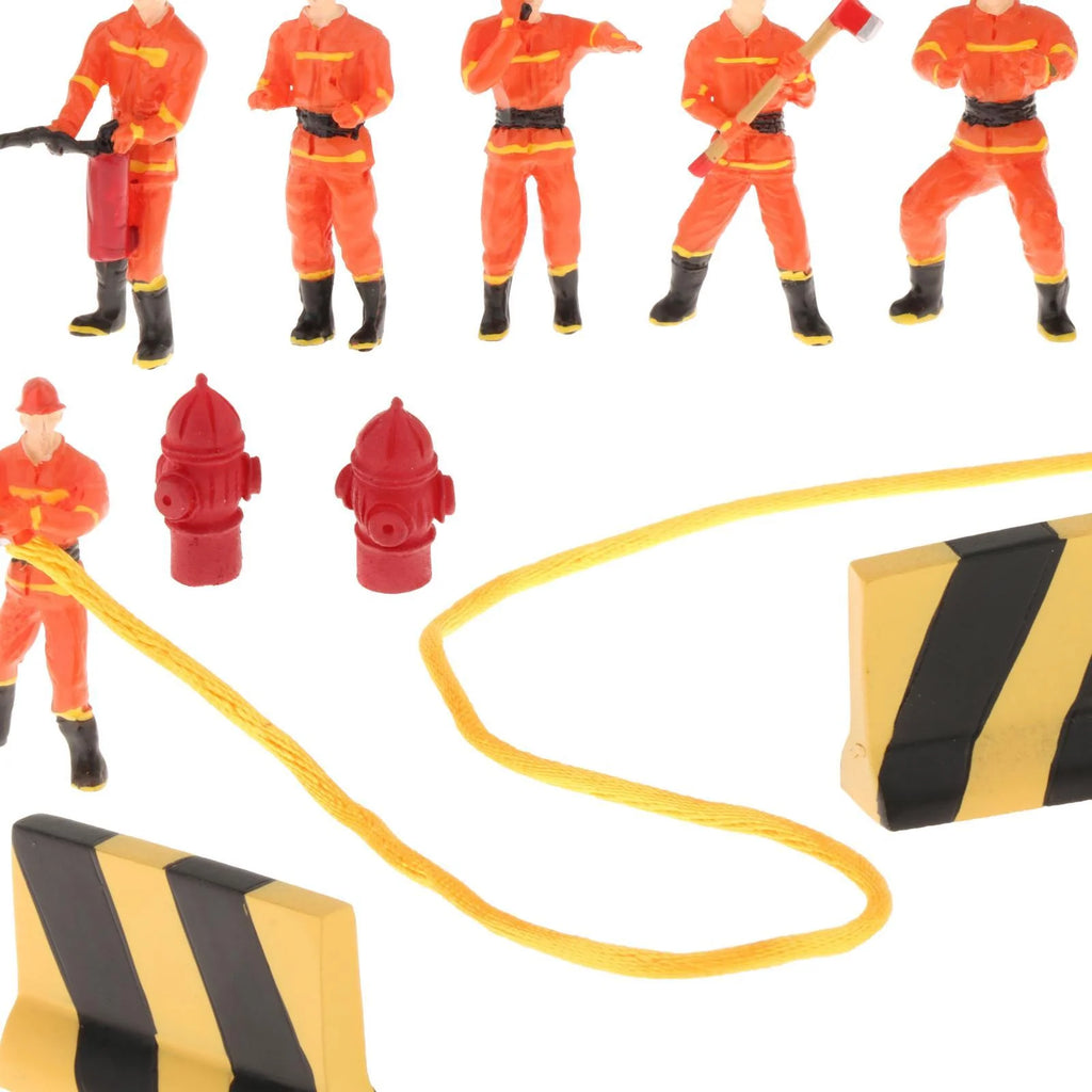 Miniature Firefighter Figures 1:50 Scale Model Train People Diorama Character X16754