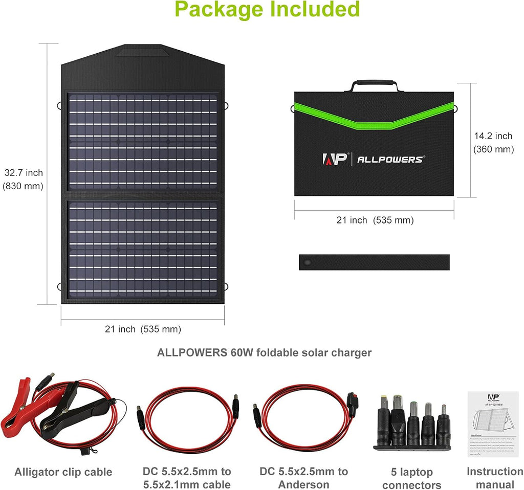 60W Foldable Monocrystalline Waterproof IP66 Portable Solar Panel W72462