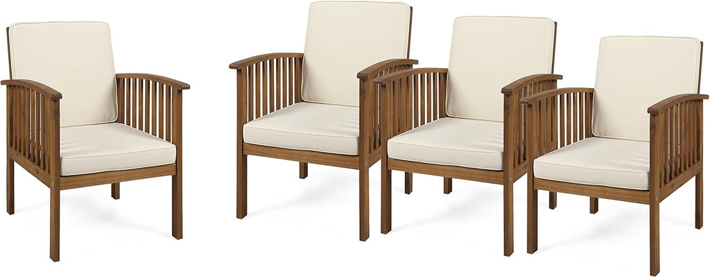 Brown Patina and Dark Teal Acacia Wood Club Chairs (Set of 4) D995850