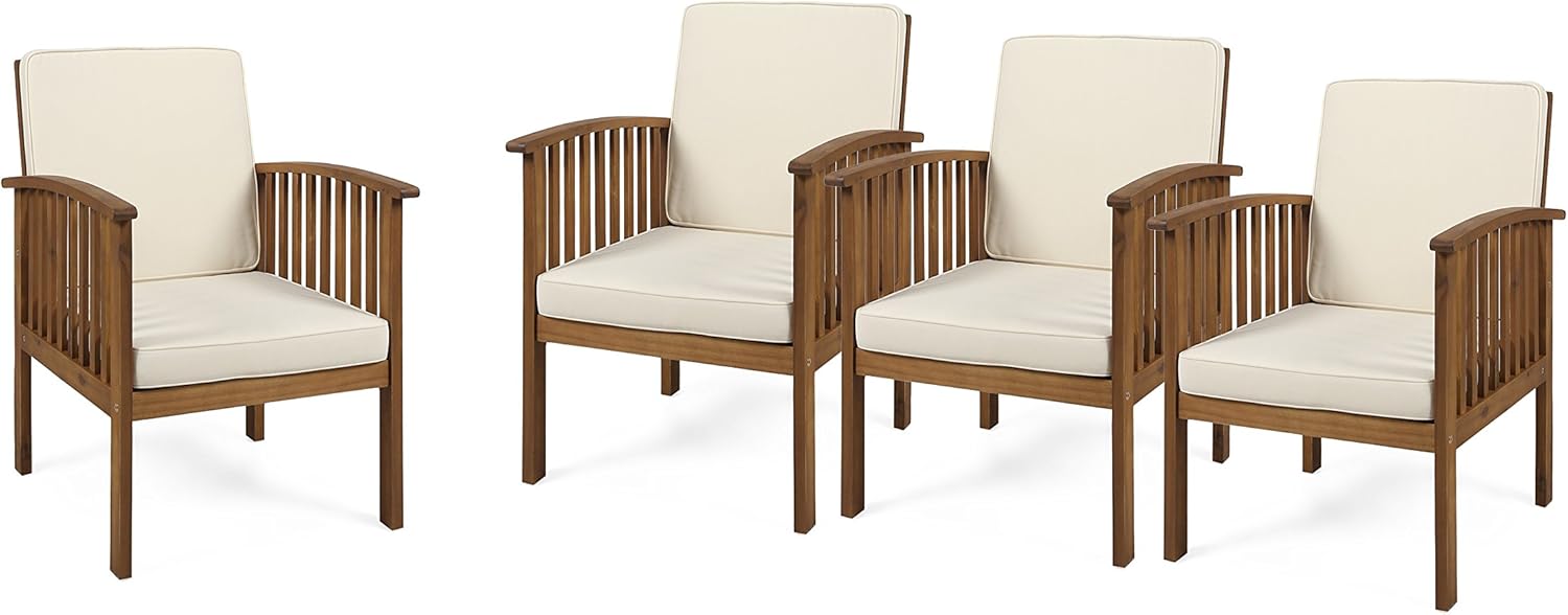 Brown Patina and Dark Teal Acacia Wood Club Chairs (Set of 4) D995850