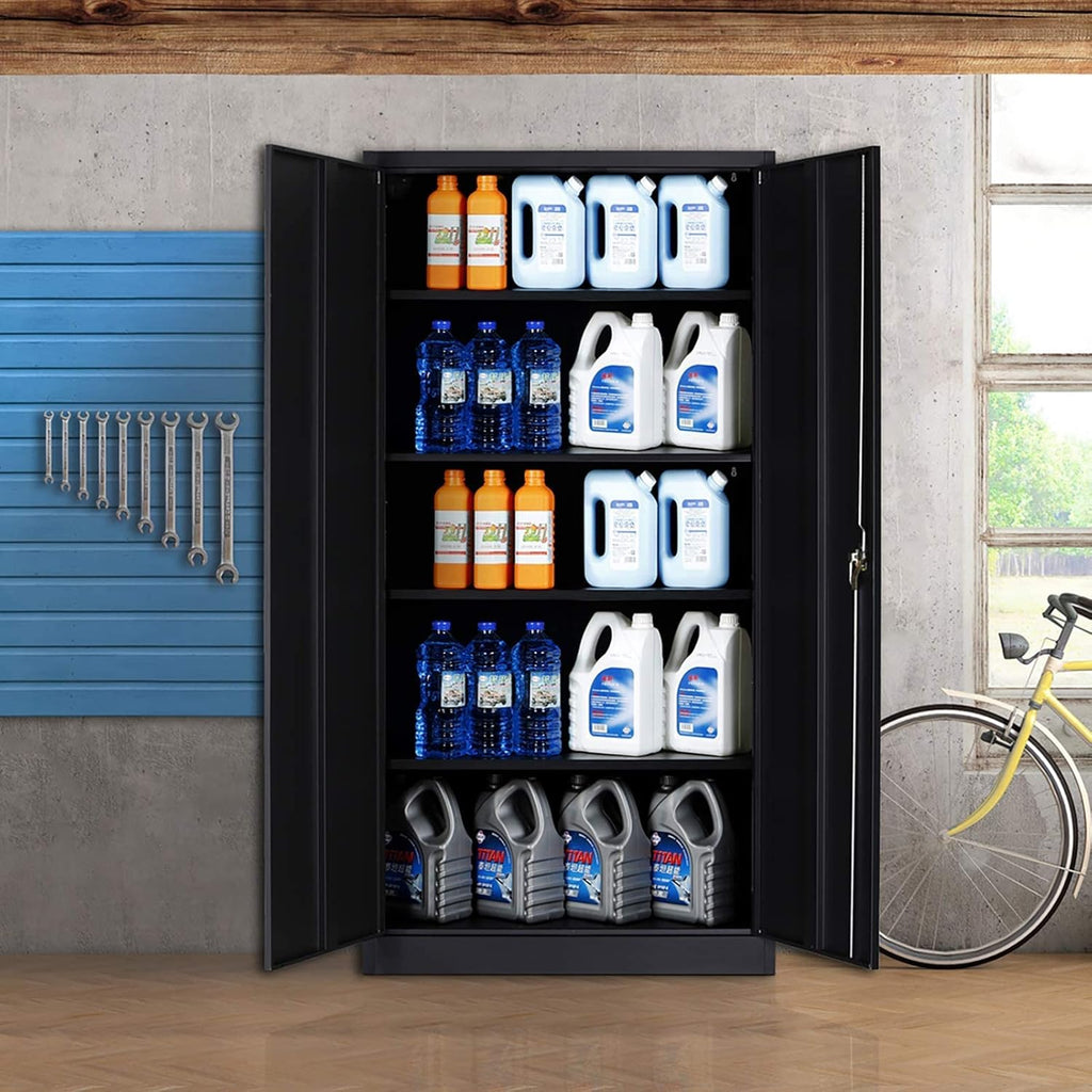 Metal Storage Cabinet with 4 Adjustable Shelves, 72 H, Black A6603