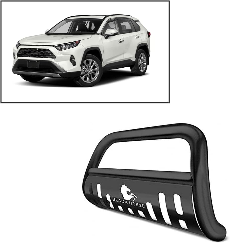 Black Stainless Steel Bull Bar Skid Plate Grille Guard Bumper Protector G79204
