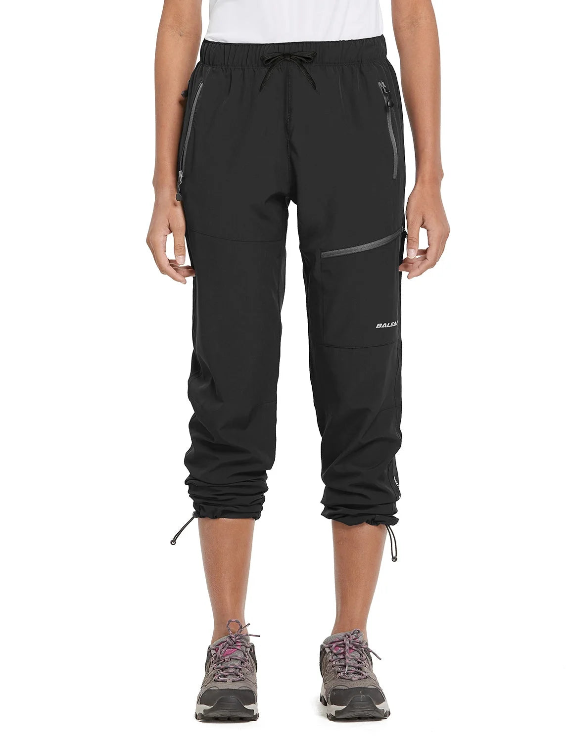 Black Quick Dry Water Resistant Cargo Pants with 4 Zip-Closure Pockets H808499