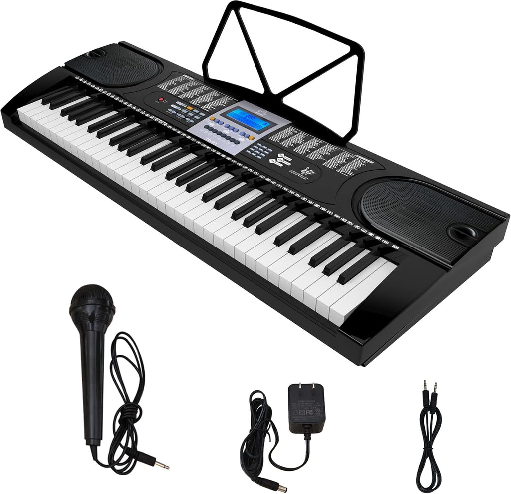 61 Key Keyboard Piano with LCD Display, 255 Sounds, Microphone, 3.5mm Audio Cable, 24 Demo Songs Z6014