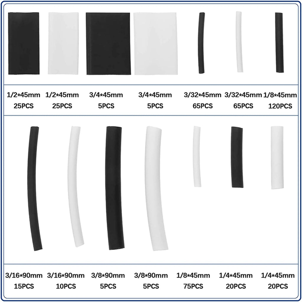 460 Pcs Heat Shrink Tubing Kit with Glue Waterproof Dual Wall 7 Sizes 2 Color X114