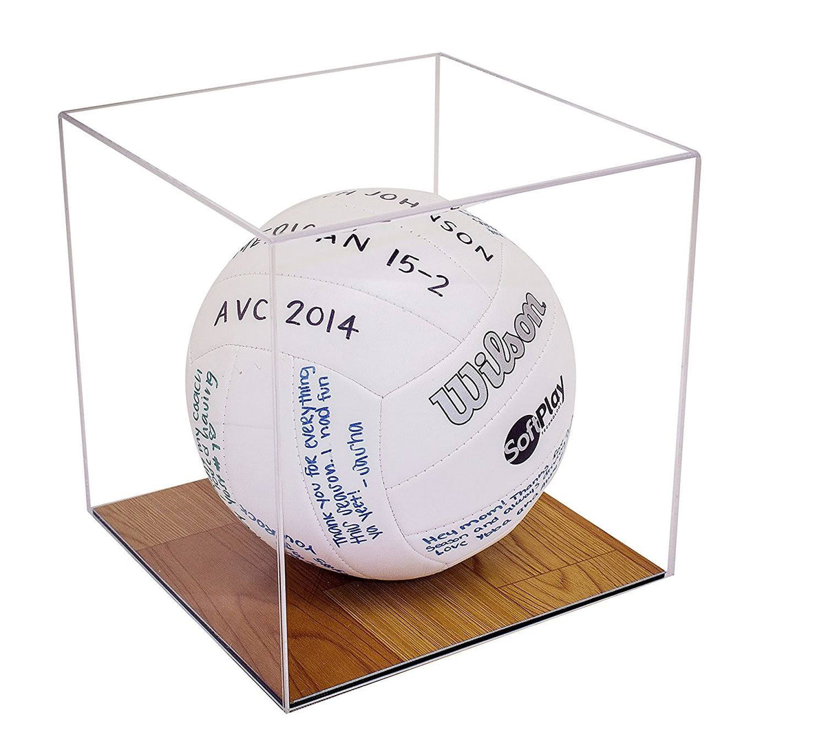 Clear Display Case with Simulated Wood Floor I168