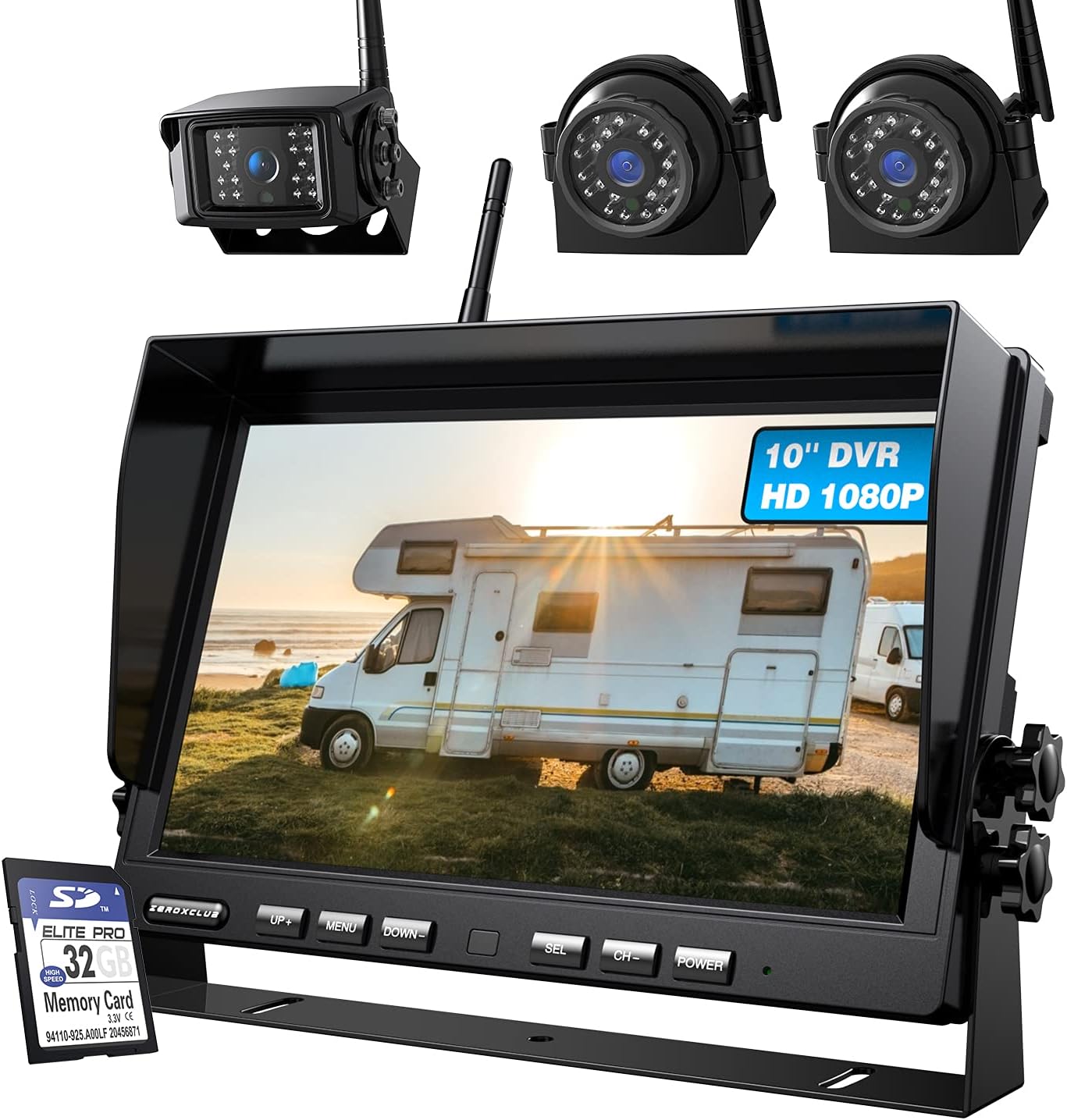 Wireless 3 Backup Camera System with 7 Inch DVR Touch Monitor, HD 1080P Digital Signal Wireless Rear View Camera Kit for RV Truck Trailer Camper B135