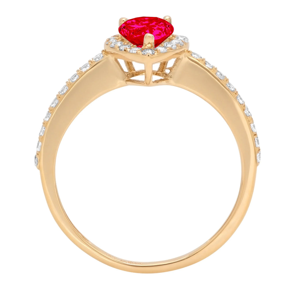 Pear Cut Pink Simulated Tourmaline 18k Yellow Gold Halo Ring Size 3.5 O11474