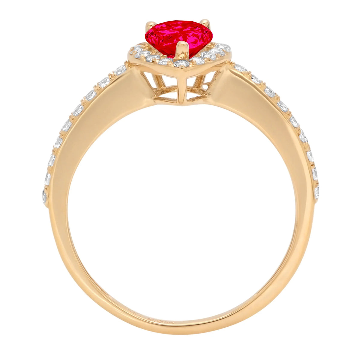 Pear Cut Pink Simulated Tourmaline 18k Yellow Gold Halo Ring Size 3.5 O11474