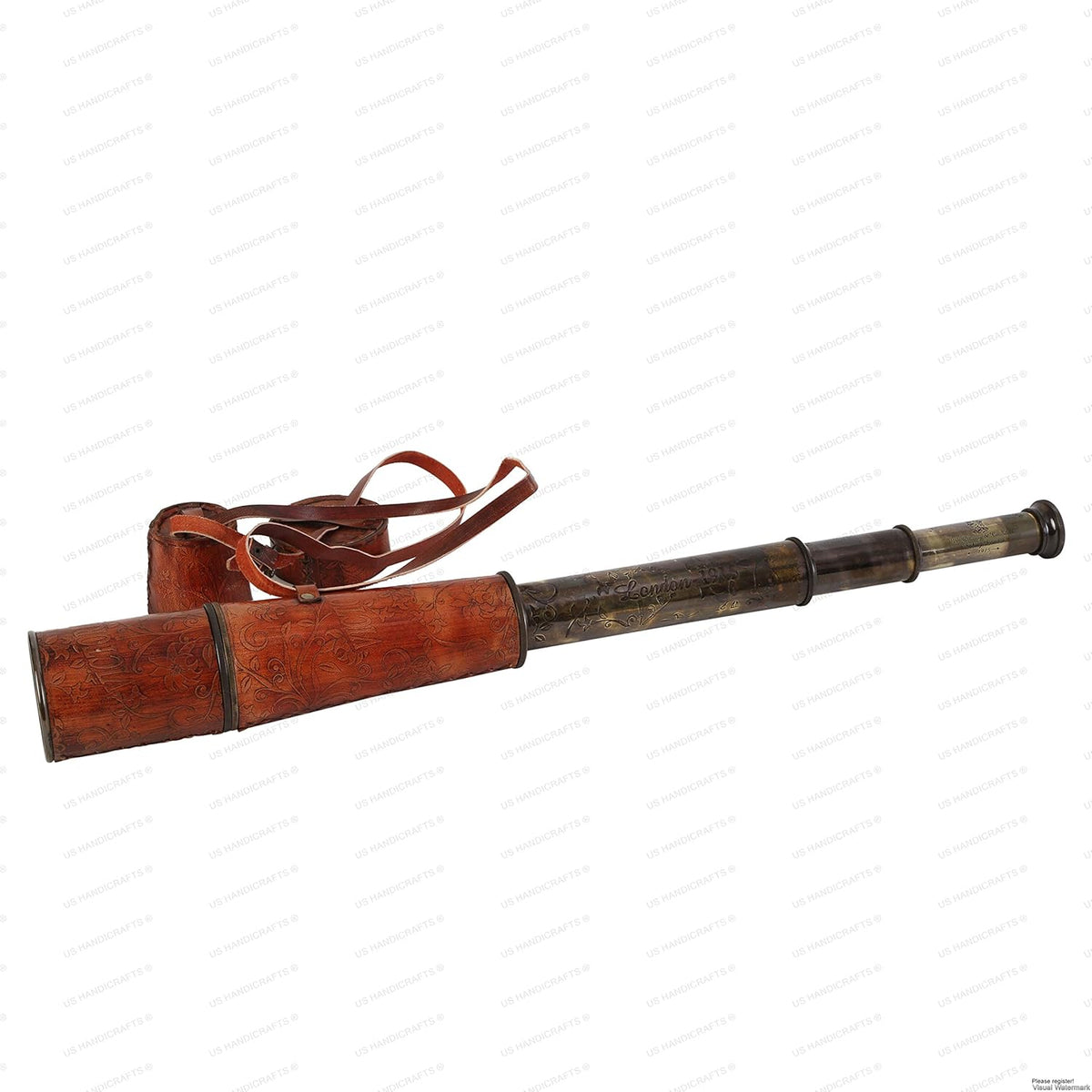 Brass Handmade Telescope with Spy Glass & Leather Case N12147