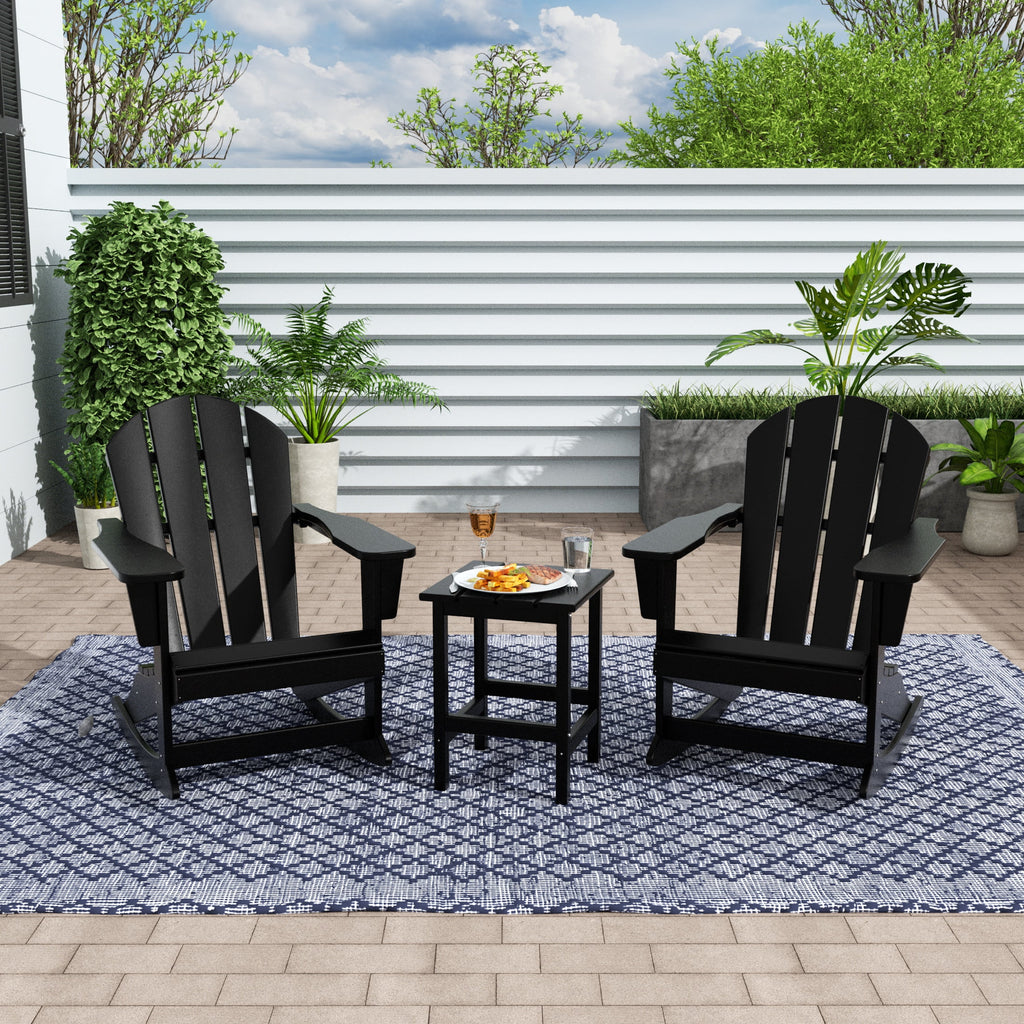 Black 2 Piece Outdoor Rocking Chair Set with Side Table P2045