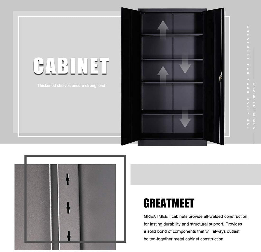 Metal Storage Cabinet with 4 Adjustable Shelves, 72 H, Black A6603