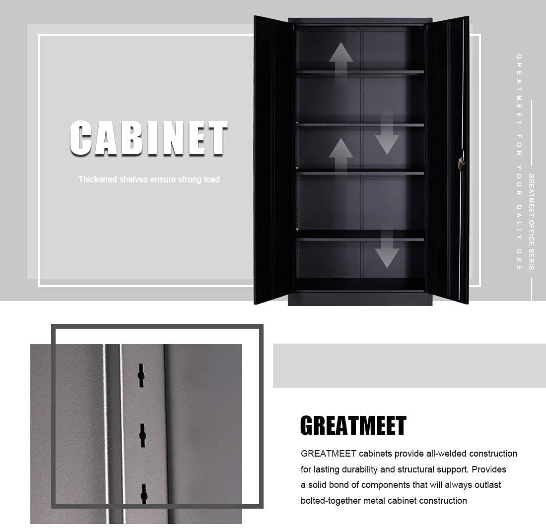 Metal Storage Cabinet with 4 Adjustable Shelves, 72 H, Black A6603