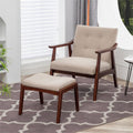 Accent Chair and Ottoman Set in Sandy Beige Fabric T122