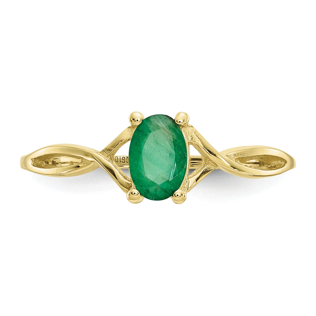 10 Karat Yellow Gold Genuine Emerald Ring Q88513