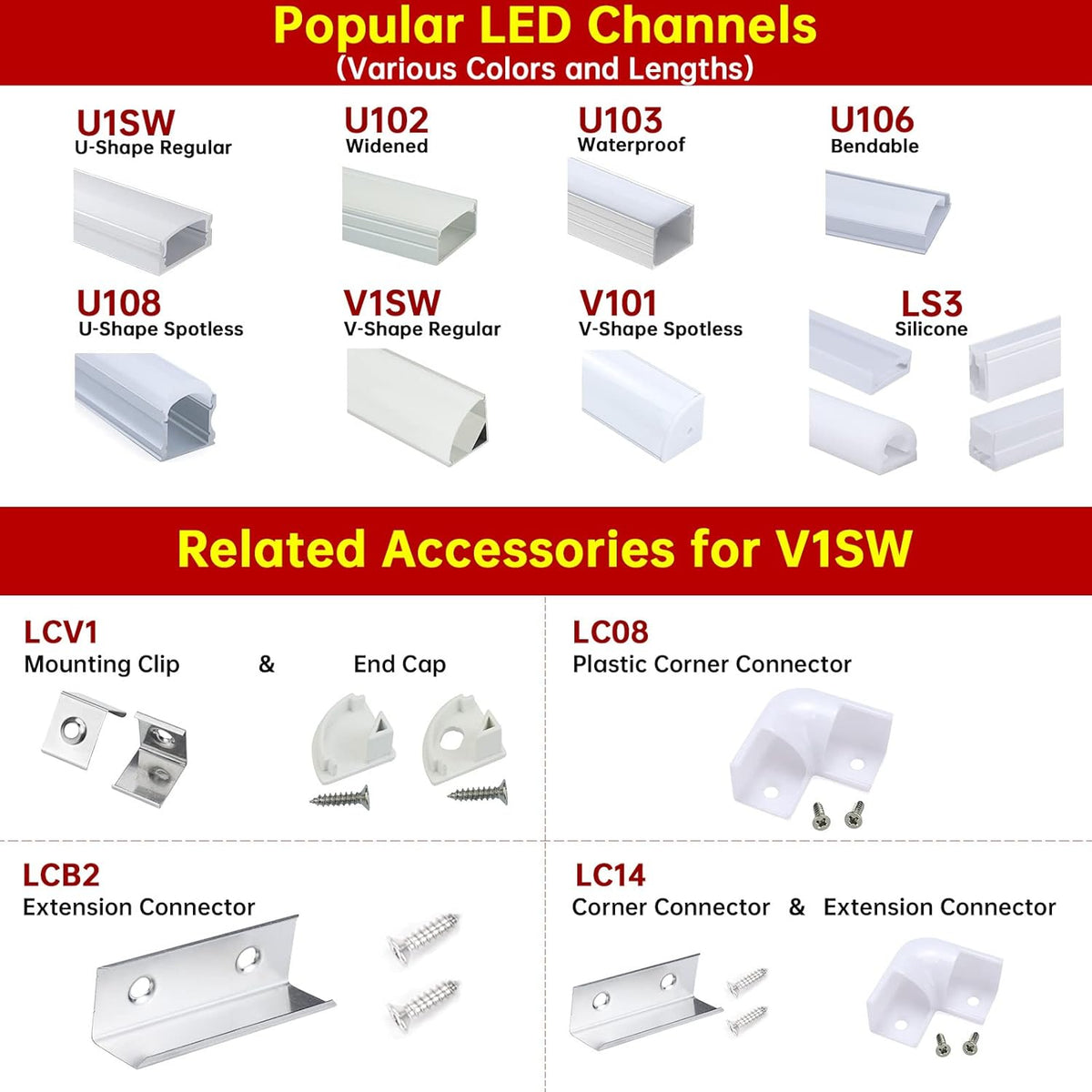 10 Pack 6.6FT Black Aluminum LED Channel System with Clear Cover Lens J3499