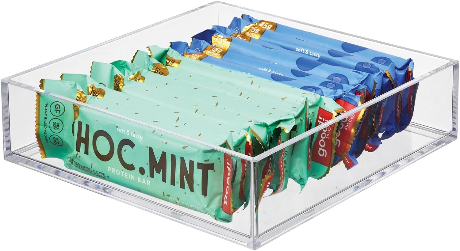 Plastic Pantry Organizer Bin Tray, 7.5 x 7.5 x 2, 3 Pack, Clear I2412