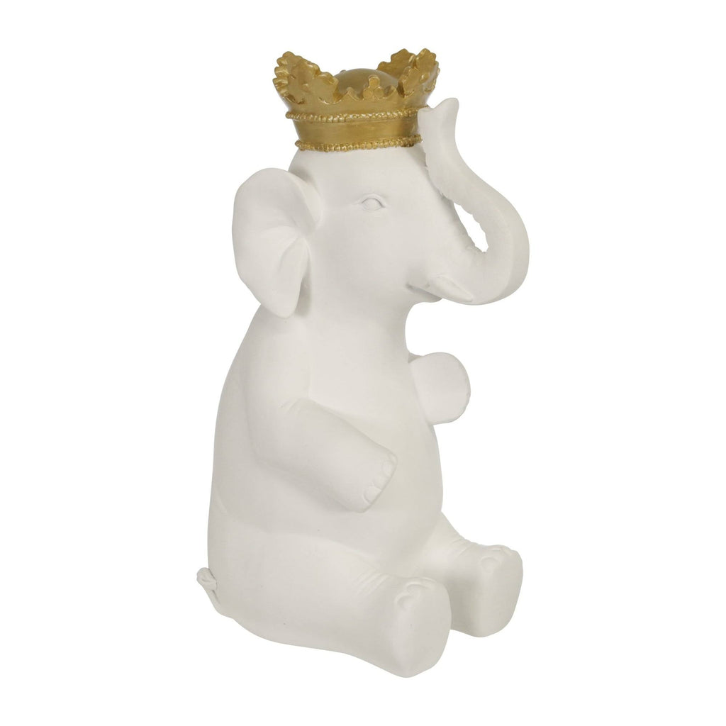 White/Gold Polyresin Elephant F4033