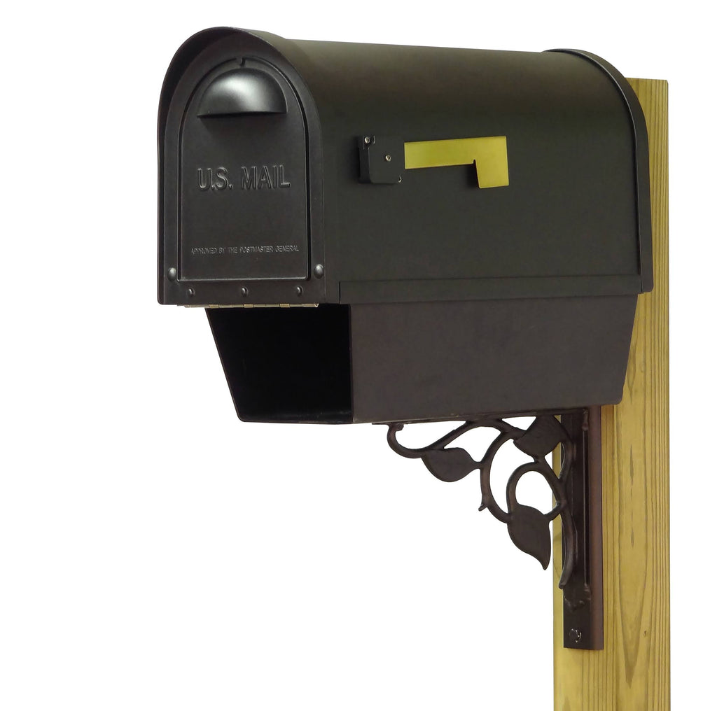 Classic Curbside Mailbox with Newspaper Tube and Floral Front F930