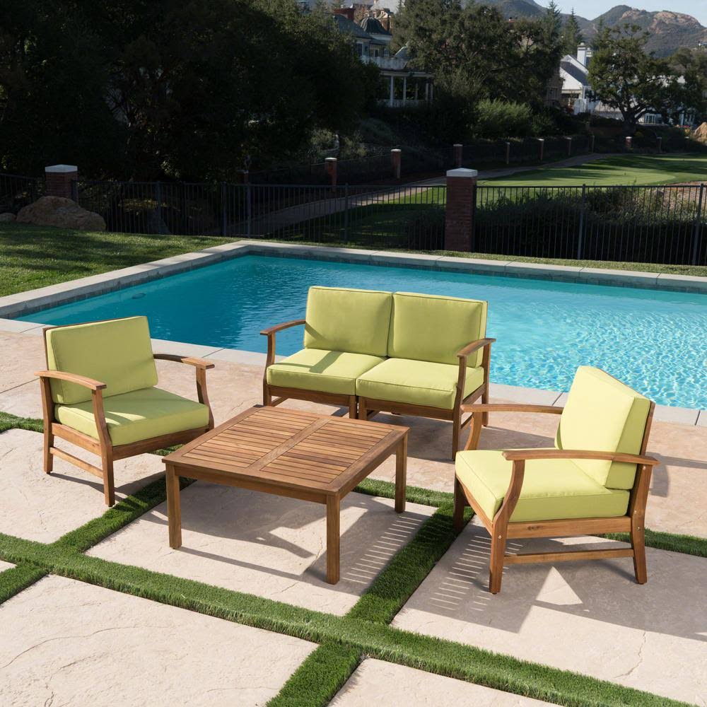5 Piece Outdoor Acacia Wood Conversation Set L812146