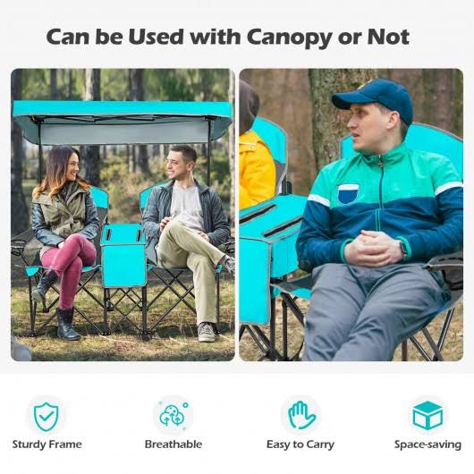 Turquoise Folding Camping Chair with Cup Holder R5774