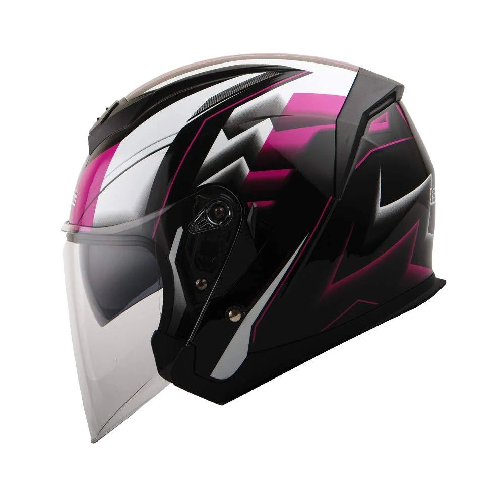 Pink Blue Motorcycle Open Face Helmet U5361