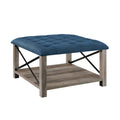 Rustic Farmhouse Tufted Ottoman Blue T47906