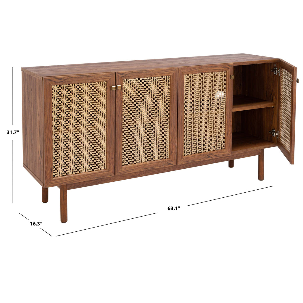 4 Door 2 Shelf Media Stand Oak Q157582