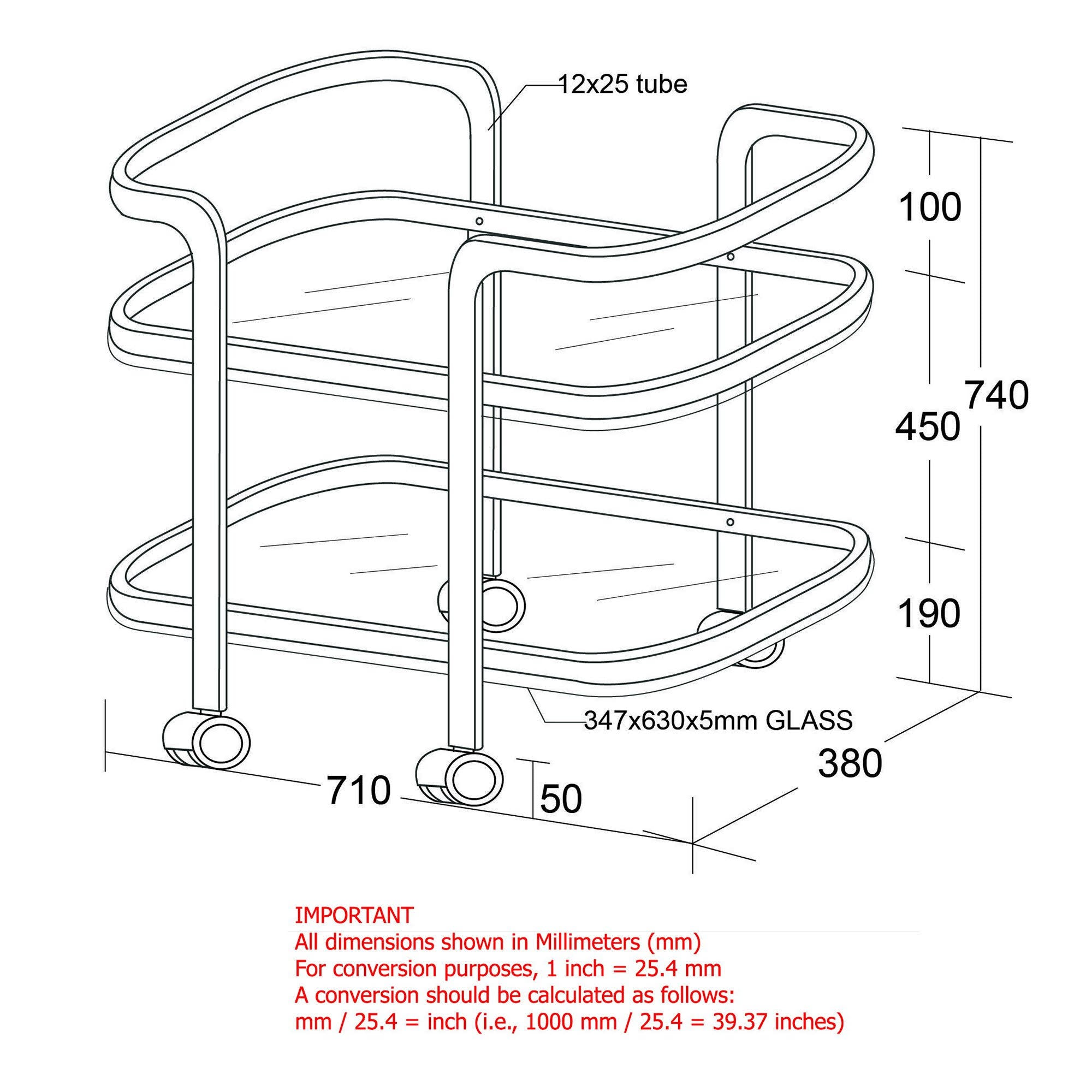 2 Tier Gold Bar Cart Z73277