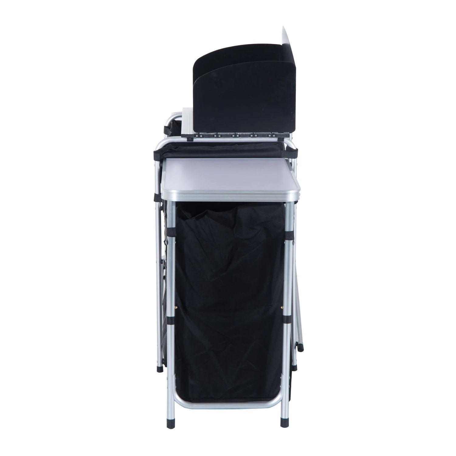 Black and Silver Folding Camping Kitchen Cabinet Picnic Table F57442