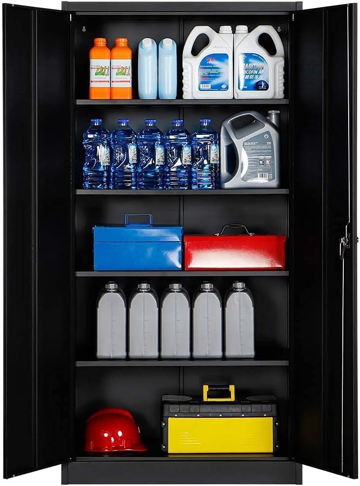 Metal Storage Cabinet with 4 Adjustable Shelves, 72 H, Black A6603