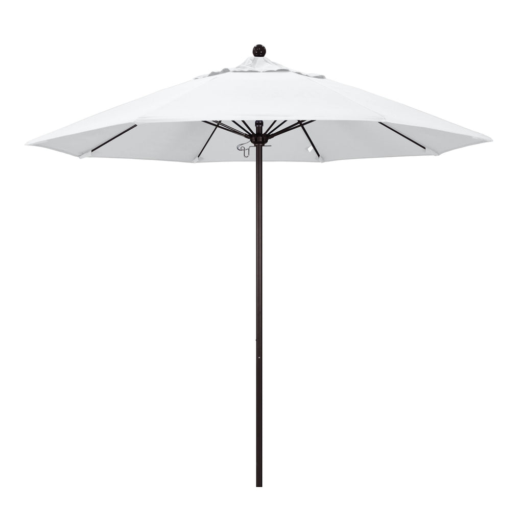 9& Fiberglass Market Umbrella Push Open Bronze/Olefin/White H603841