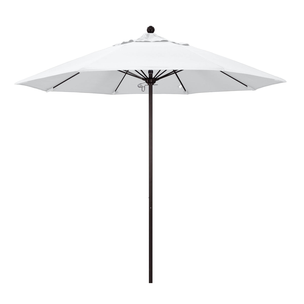 9& Fiberglass Market Umbrella Push Open Bronze/Olefin/White H603841