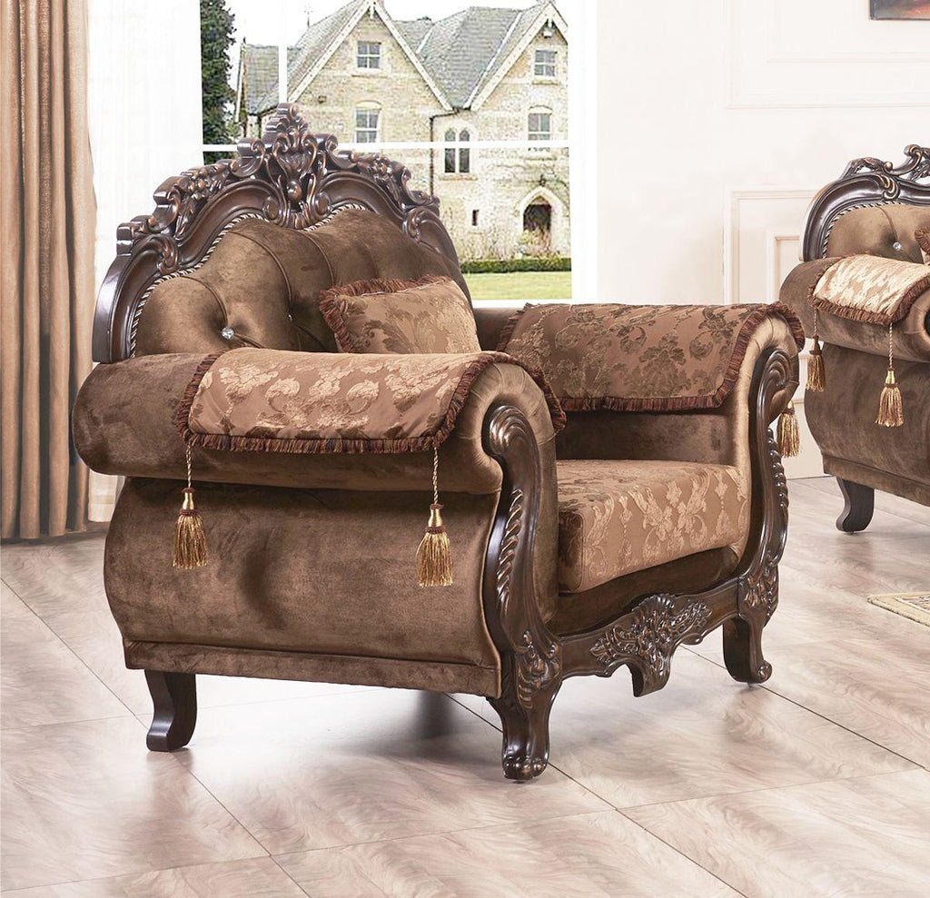 Carved Wood Sofa Set 3Pcs V485