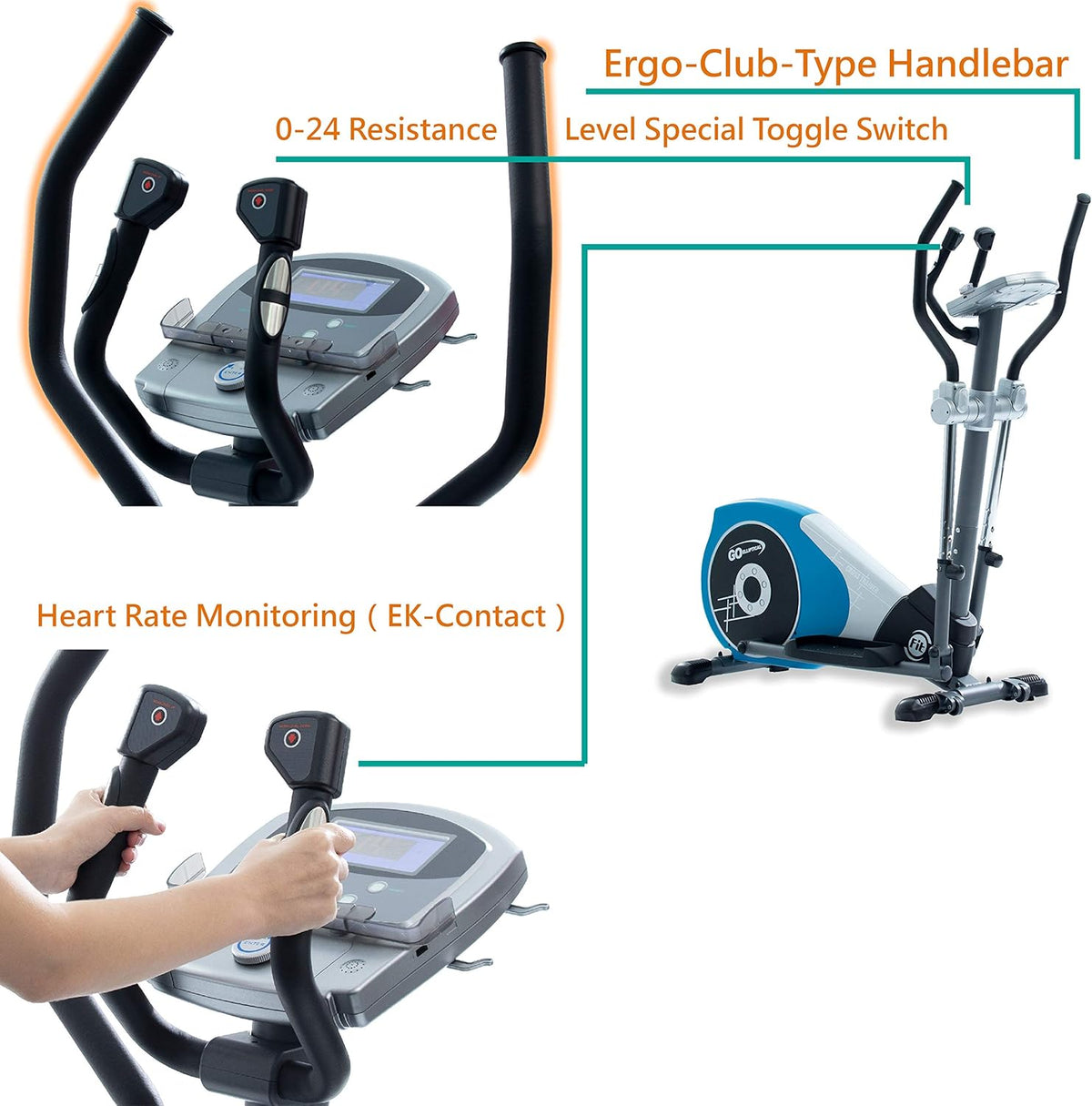 Elliptical Exercise Cross Trainer with Adjustable Arms and Pedals O764